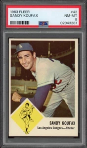 1963 Fleer #42 Sandy Koufax PSA NM-MT 8 - Picture 1 of 3
