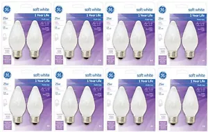 GE 75338 Soft White Flame Shape 25 Watt Light Bulb 2 Count - Quantity 8 Packs - Picture 1 of 5