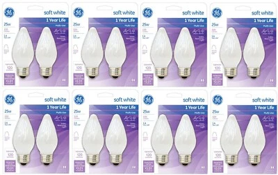 GE 75338 Soft White Flame Shape 25 Watt Light Bulb 2 Count - Quantity 8 Packs - Image 1 of 4
