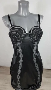 Camicia da notte Figleaves Curve Lingerie Bodycon UK L coppa D/DD NERO B252-45 - Foto 1 di 3