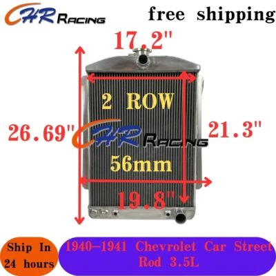 Radiador de aluminio 56 mm para Chevrolet Car Street Rod 1940-1941 3,5 L automático/manual Foto 1 de 4