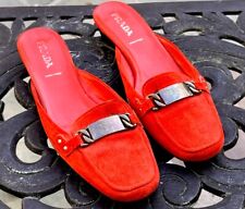 Prada Red Suede Slip-on Loafers - Sz 38.5 - *Excellent Condition*