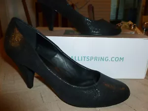 NIB Call it Spring Sparkly Black Pumps 3.5" heel Old Hollywood Glamour size 8.5 - Picture 1 of 3
