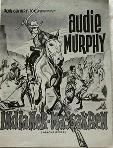 Apache Rifles Audie Murphy Michael Dante Linda Lawson 1964 Danish Movie Program - Bild 1 von 5