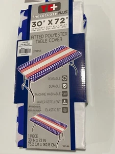 NEW 30" X 72" TABLECLOTH PLUS STARS STRIPES JULY 4 FITTED POLYESTER TABLE COVER - Picture 1 of 1
