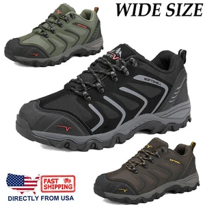 Men WIDE SIZE Hiking Shoes Low Top Waterproof Trekking Trails Outdoor Work Shoes - Picture 1 of 13