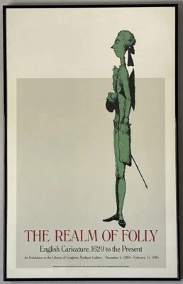 RARO PÓSTER LITOGRÁFICO HOMBRE CARICATURA INGLESA VINTAGE ARTE MODERNO ANTIGUO EUROPEO REINO UNIDO Foto 1 de 4