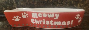 Ceramic Fish Shaped Meowy Christmas Cat Bowl for Food/Water Christmas Holiday - Bild 1 von 2