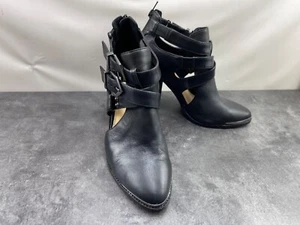 Gianni Bini Botas Mujer 8M Zapatos Cuero Negro Corte Tirantes Botín al Tobillo - Imagen 1 de 17