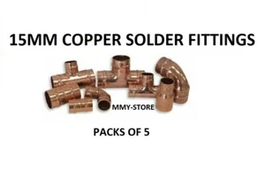 Paquete de 5 anillos de soldadura de 15 mm Yorkshire varios accesorios camiseta codo de cobre extremo recto - Imagen 1 de 13