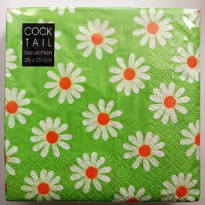 Paper Napkins Daisy Flower light green 20-count 25cm Cocktail Beverage Serviette - Picture 1 of 2
