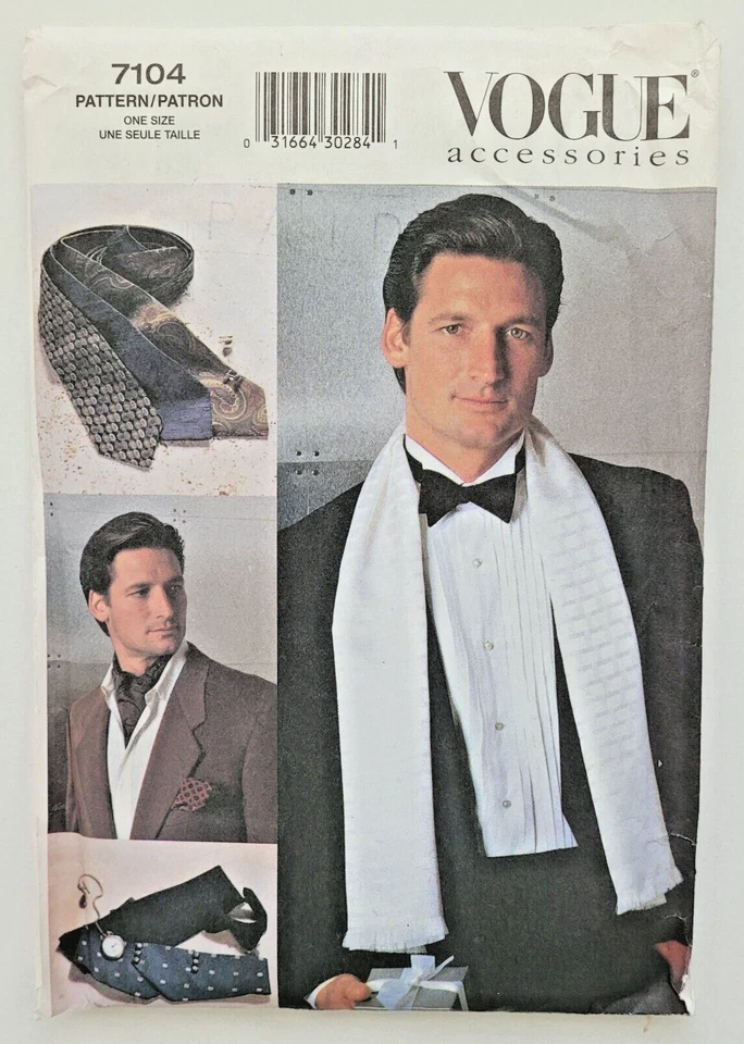 Vogue 7104 Mens Accessories Tie Cummerbund Bow Ascot Scarf Pocket Square Gift