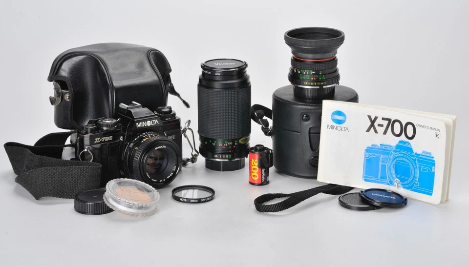 Minolta X-700 35mm SLR Film Camera w 50mm 1.7 Lens Manual Case Extras Japan - Image 1 of 4