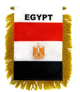 1 Dozen Egypt Mini Banner Flag 4x6in International Rear view Mirror Flag - Picture 1 of 2