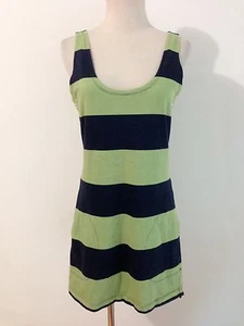 Penguin Sleeveless Cotton Dress Green & Navy Rugby Style Size P NWOT! - Picture 1 of 11