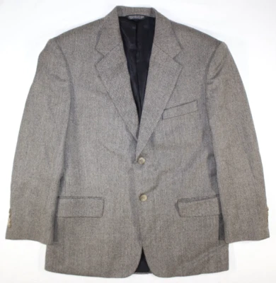 Vintage Evan Picone Blazer Men's 36 S Lambswool Jacket Herringbone Gray Brown - Image 1 of 4