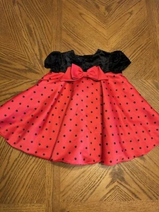 Bebé Niñas BONNIE JEAN Rojo Negro Lunares Iglesia Fiesta VESTIDO Vacaciones talla 24mo - Imagen 1 de 6