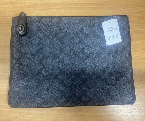 Borsa firmata Coach London rivestita grigio nero nuova con etichette