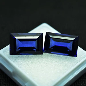 20 Ct Natural Ceylon Blue Sapphire Emerald Cut Certified Loose Gemstones - Picture 1 of 6