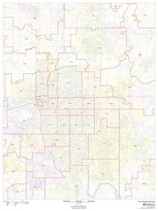 Mapa de pared laminado (MSH) con códigos postales de Tulsa, Oklahoma - Imagen 1 de 1