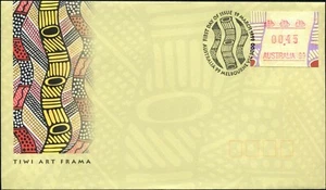 Australia Tiwi Design 1999 máquina expendedora de marcos 45c estampilla única FDC, en muy buen estado - Imagen 1 de 1
