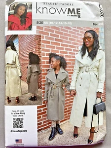 Know Me Pattern mimi g ME2070 10-18 Long Trench Coat Misses Beaute Adore Sewing - Picture 1 of 3