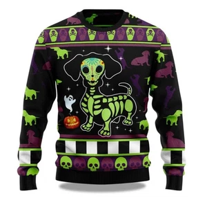 2025 Dachshund Pumpkin Christmas Ugly Sweater - Picture 1 of 4