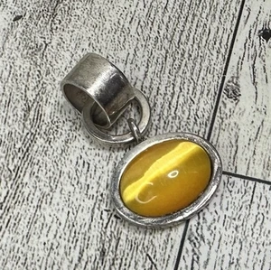 Gelbes Katzenauge Anhänger 925 Sterling Silber Vintage 12,1 Gramm - Bild 1 von 7