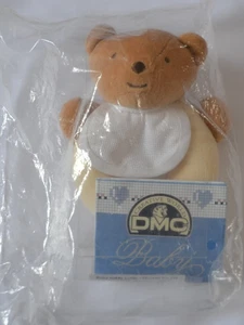 New & Sealed Cross Stitch DMC Teddy Bear Rattle With Aida Bib - Picture 1 of 2