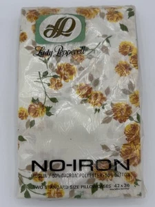 Lady Pepperell No Iron Yellow Floral Muslin Two Standard Pillowcases Sealed NEW - Picture 1 of 2