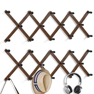 2 Pack Accordion Hat Rack for Wall - Expandable Coat Rack Wall Mount with 14 ... - Picture 1 of 7