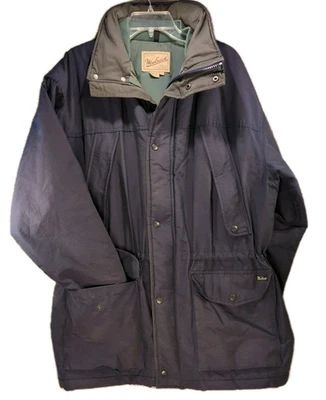 Vintage Woolrich Men’s L Wool Blend Parka Blue Toggle Waist Outdoor Coat 80s 90s - Image 1 of 4