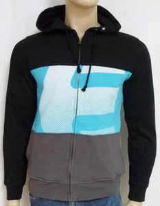 Sudadera con capucha Etnies 3Sixty Colorblock negra azul gris lana nueva con etiquetas para hombre pequeña - Imagen 1 de 3