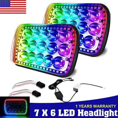 Faro LED 5x7" 7x6" haz alto bajo con halo RGB para camioneta Toyota 1982-1995 Foto 1 de 4