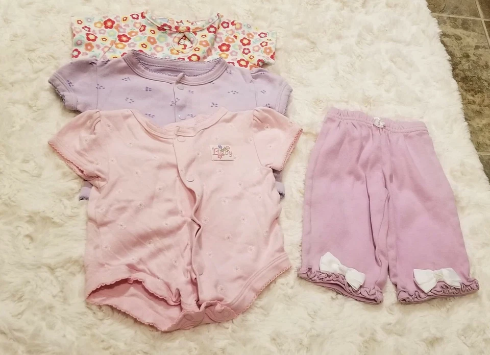 Baby Connection Bebé Niña 4 Piezas Conjunto con Lazo Pantalones 0-3 Meses  Foto 1 de 4