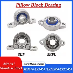 SKFL/SKP Pillow Block Bearing 10mm-30mm Bore 2 Bolt Solid Base A2Stainless Steel - Picture 1 of 23