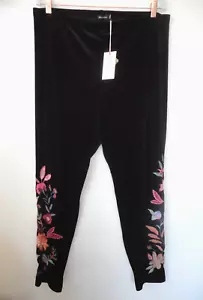 JOHNNY WAS stretch leggings XXL 2XL Sandra embroidered black velvet NWT - Picture 1 of 6