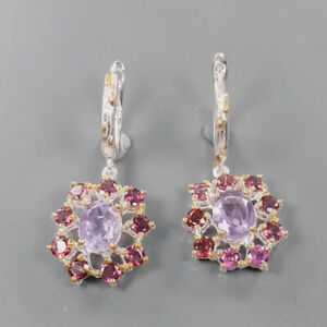 Natural gem jewelry Earrings Amethyst Earrings Silver 925 Sterling   /E65537