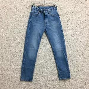 Jeans Levis 501 25 donna blu bottoni mosca gamba dritta lavaggio medio denim premium - Foto 1 di 15