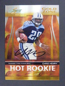 Chris Henry 2007 Score Select Hot Rookie Gold Zone Autograph 6/20 Titans - Picture 1 of 2