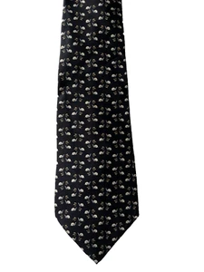 Salvatore Ferragamo Silk Neck Tie Black Snail Print 100% Silk Made in Italy - Picture 1 of 8
