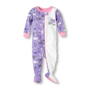 THE CHILDREN'S PLACE 1PC ANIMAL FARM THEME GIRLS FOOTED STRETCHIE PAJAMAS 2T - Picture 1 of 1