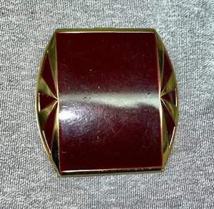 Vintage Burgundy Red Enamel Art Deco Powder & Rouge Compact 2 1/2” X 2 1/2” - Picture 1 of 5