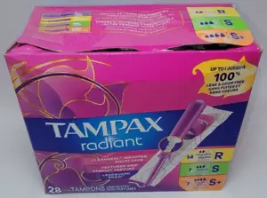 Paquete de trío de tampones radiantes Tampax, sin perfume, 27 quilates, CAJA ABIERTA Y GRABADA COMO SE MUESTRA - Imagen 1 de 1