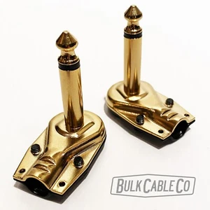 Paquete de 2 - Juego de conectores dorados/negros panqueques de ángulo recto de 1/4" - Cables de conexión hágalo usted mismo - Imagen 1 de 12