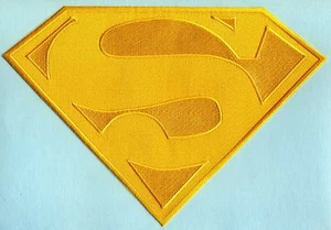 7,5" x 11,2" bestickt Dean Cain Stil Superman komplett gelb Cape Logo Patch - Bild 1 von 3