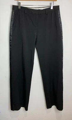 Armani Jeans Pantalón Cintura Baja Pierna Ancha 14 W 33 L 35 En muy buena condición Esmoquin Rayas Negro Foto 1 de 4