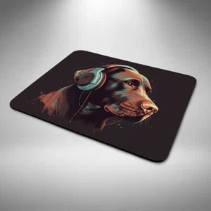 Chocolate Labrador Mouse Mat Funny Birthday Day Office Xmas Gift Headphones - Picture 1 of 2