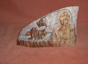 Otis Cambridge Alabaster Sculpture Native American Eagle Rabbit Rock Etchings - Picture 1 of 1