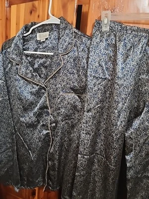 Conjunto de pijama de 2 piezas de piel de mimo satinado marca personaje estampado azul dorado XL Foto 1 de 3